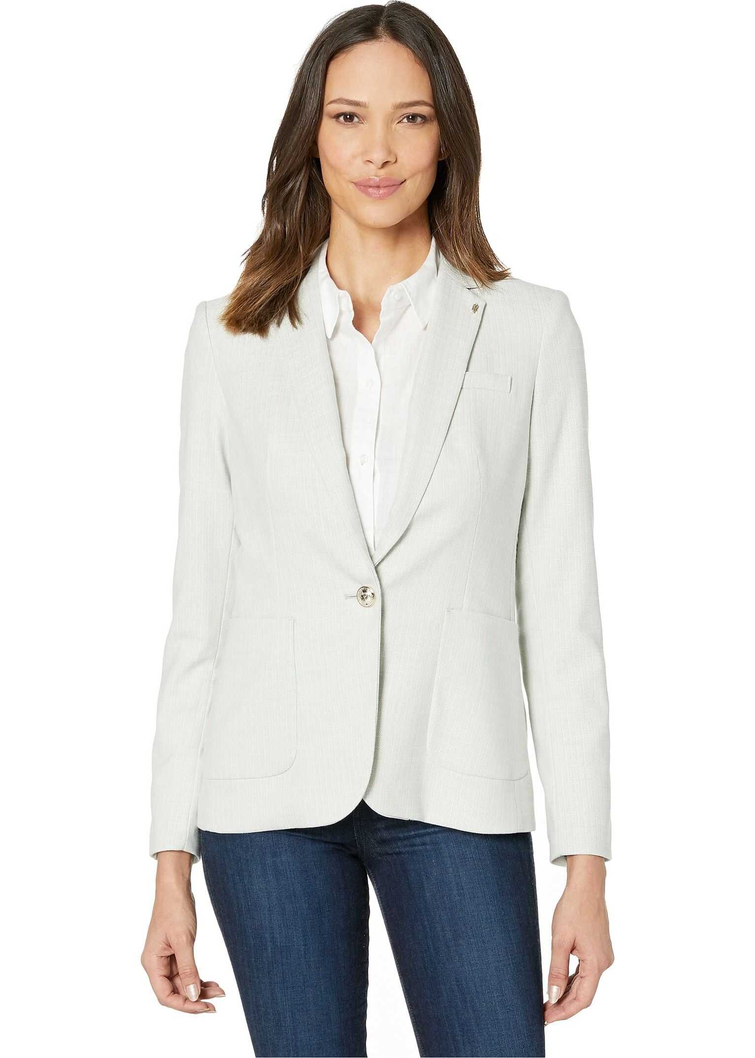 Tommy Hilfiger Novelty One-Button Patch Pocket Jacket Light Blue Multi