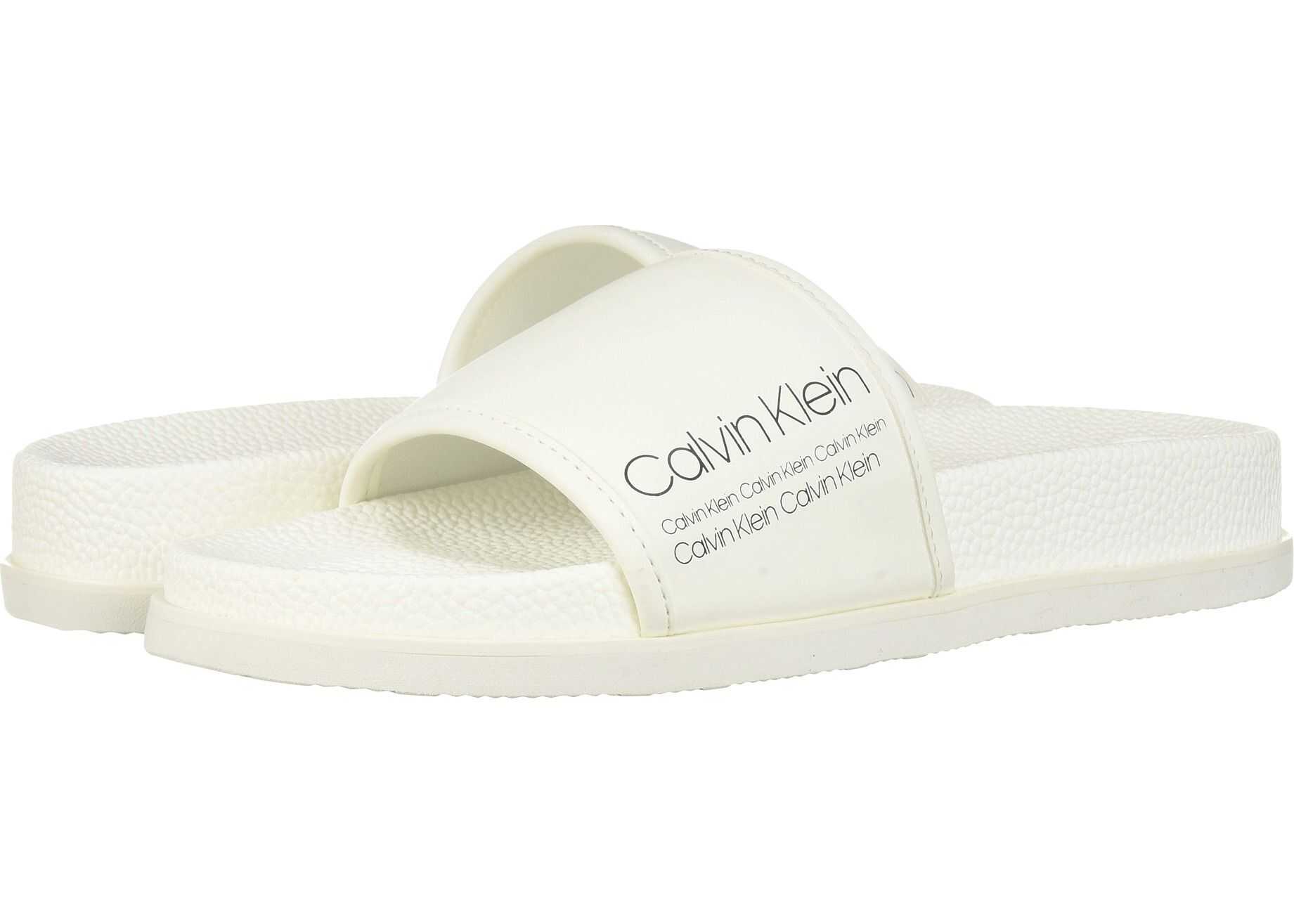 Calvin Klein Mackee White Rubberized Leather/Industrial Print