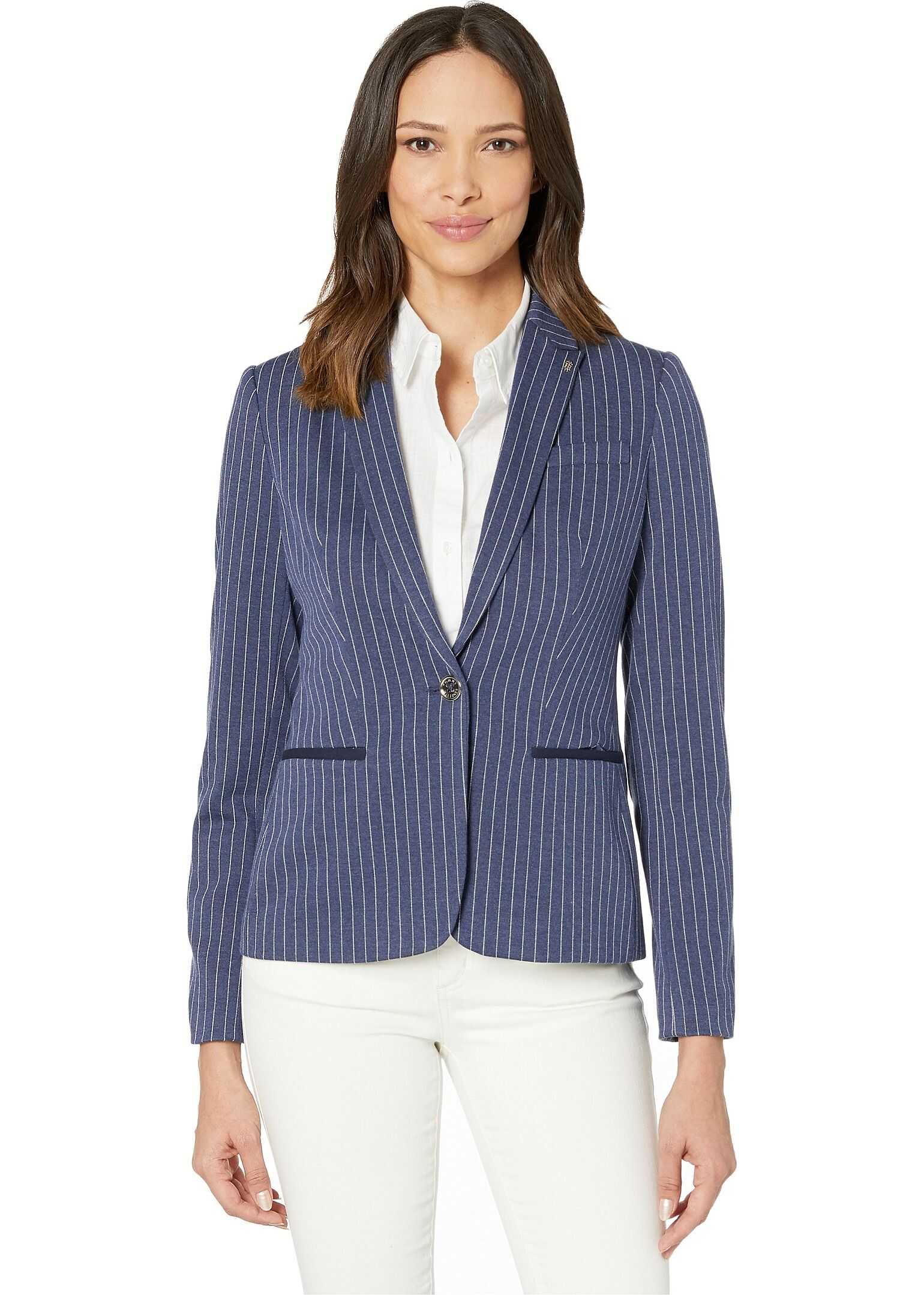 Tommy Hilfiger Pinstripe Sweatshirting Jacket Midnight/Ivory