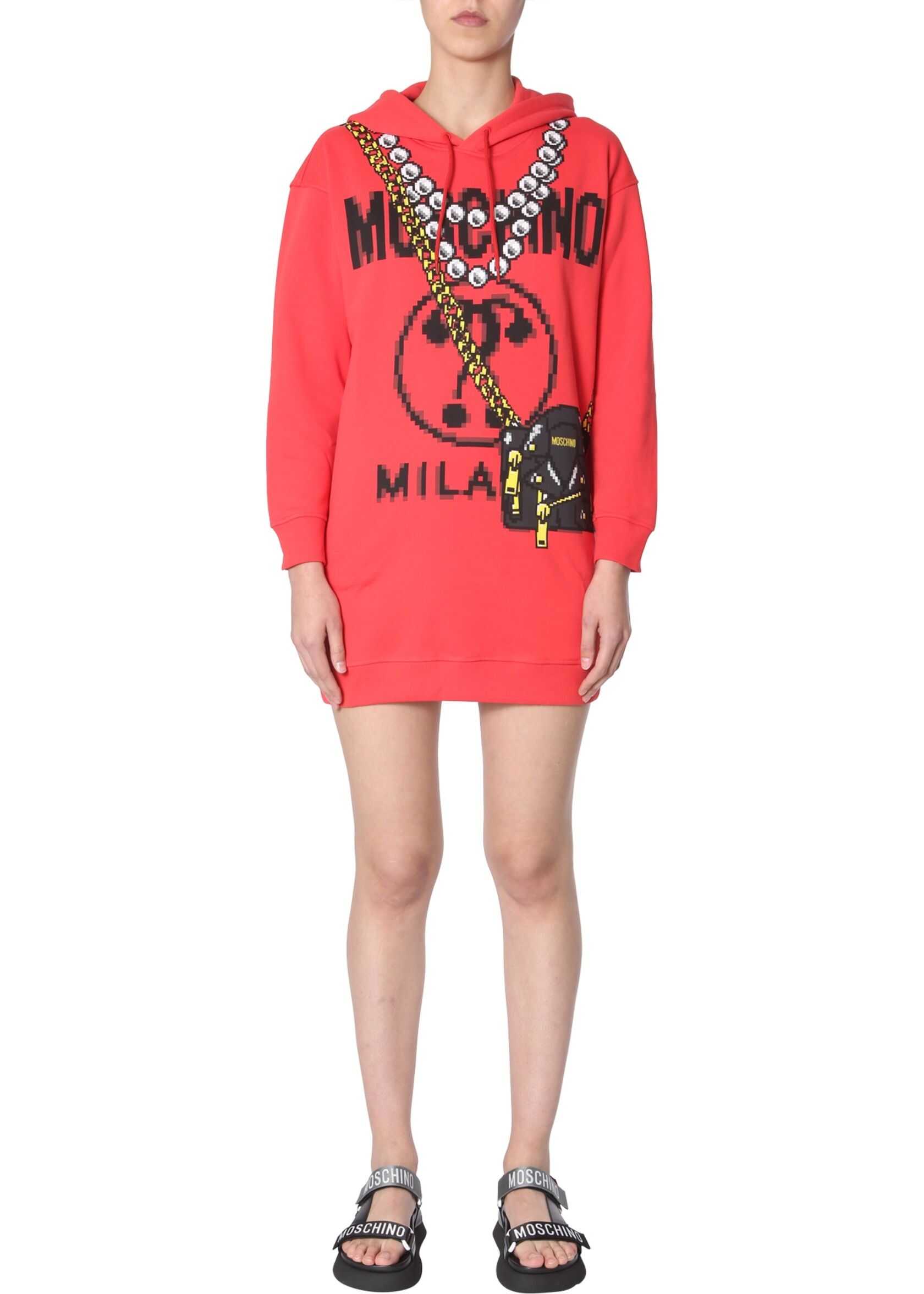 Moschino Cotton Sweatshirt Dress RED