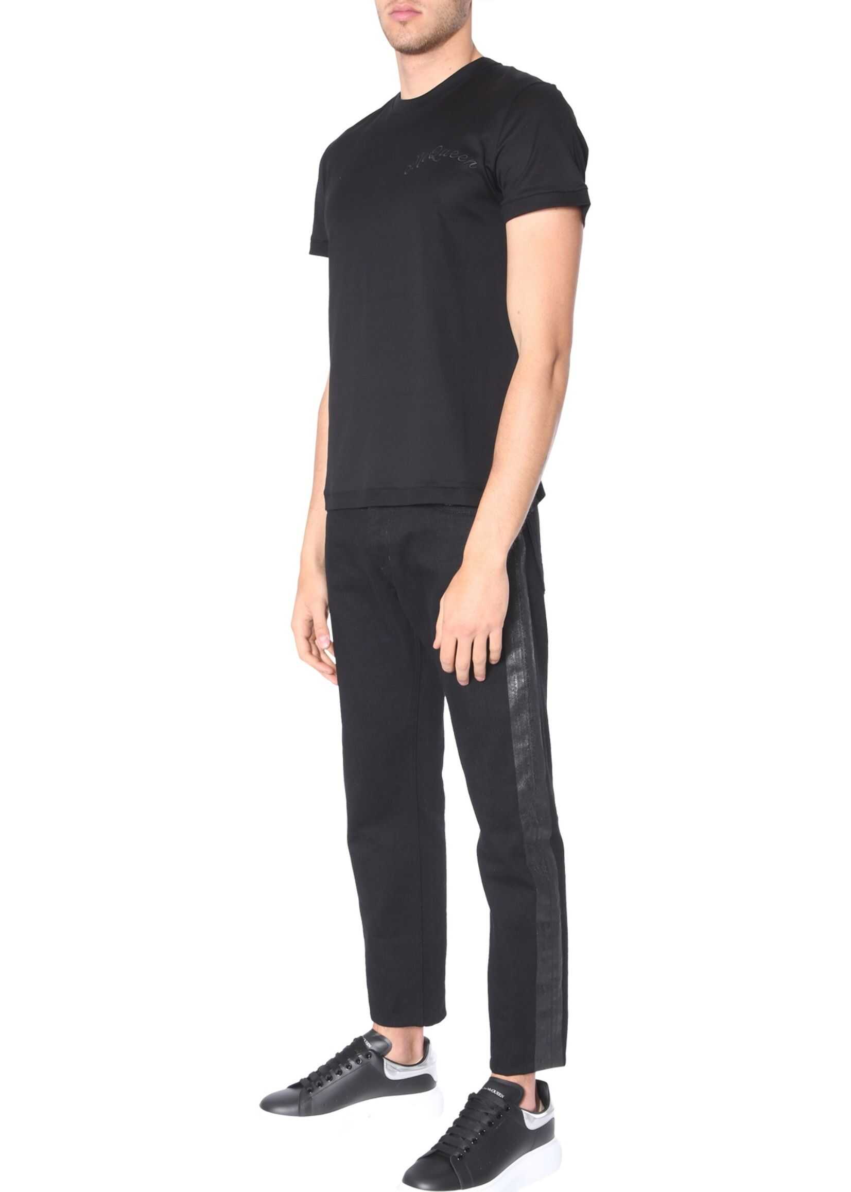 Alexander McQueen T-Shirt With Embroidery Logo BLACK