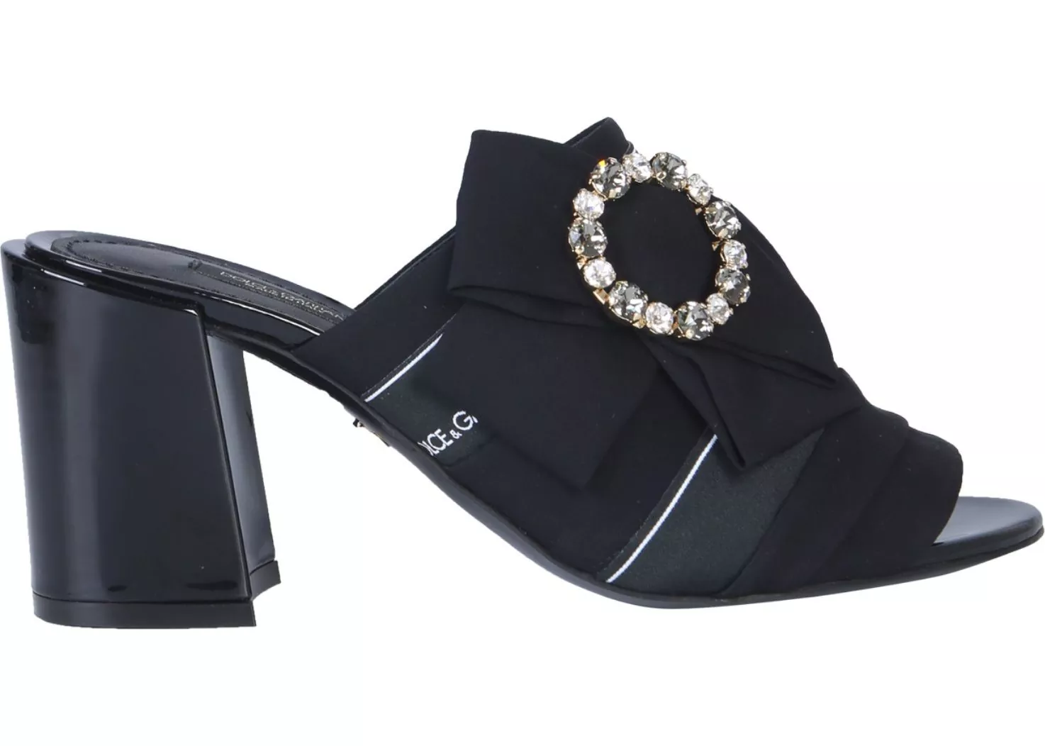 Dolce & Gabbana Mules With Bow And Crystals BLACK