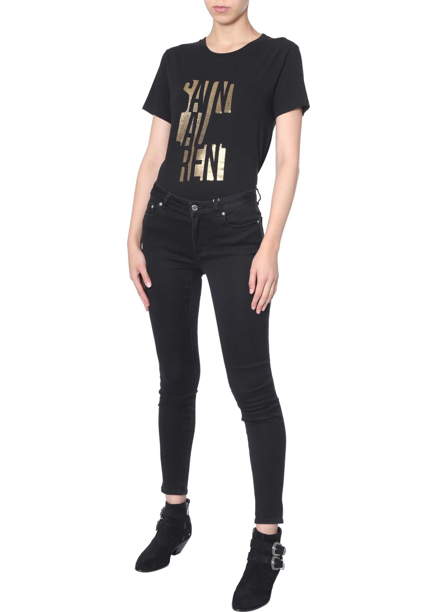 Saint Laurent Poster Print Logo T-Shirt BLACK