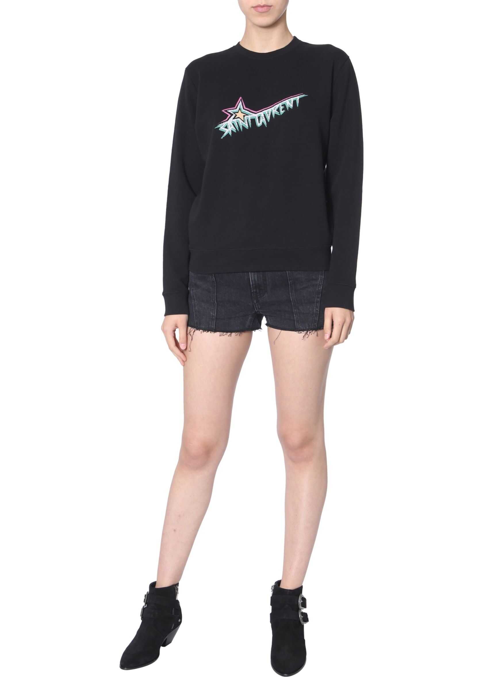 Bluza Saint Laurent Crew Neck Sweatshirt BLACK