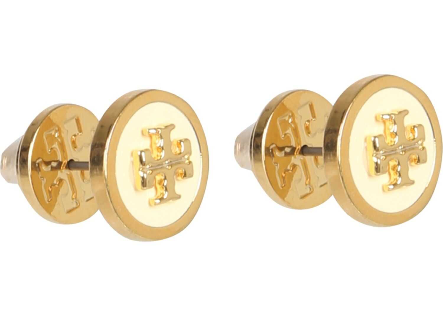 Tory Burch Stud Earrings With Lacquered Logo WHITE