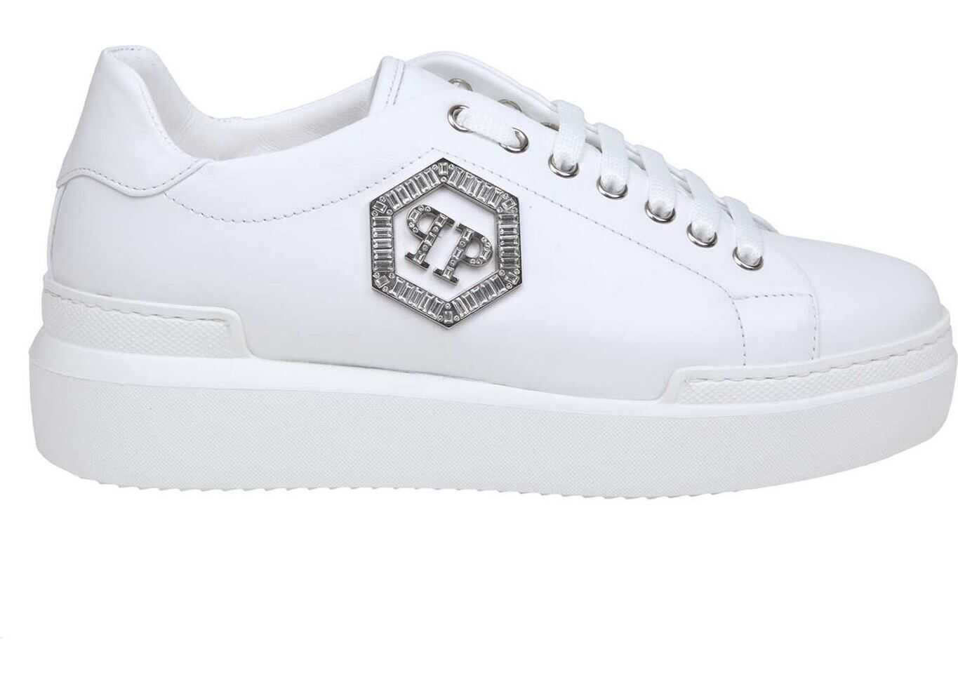 Philipp Plein Lo-Top Crystal Sneakers In White White