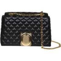 Genti tip postas Signet Bag Shoulder Bag In Black Leather Femei