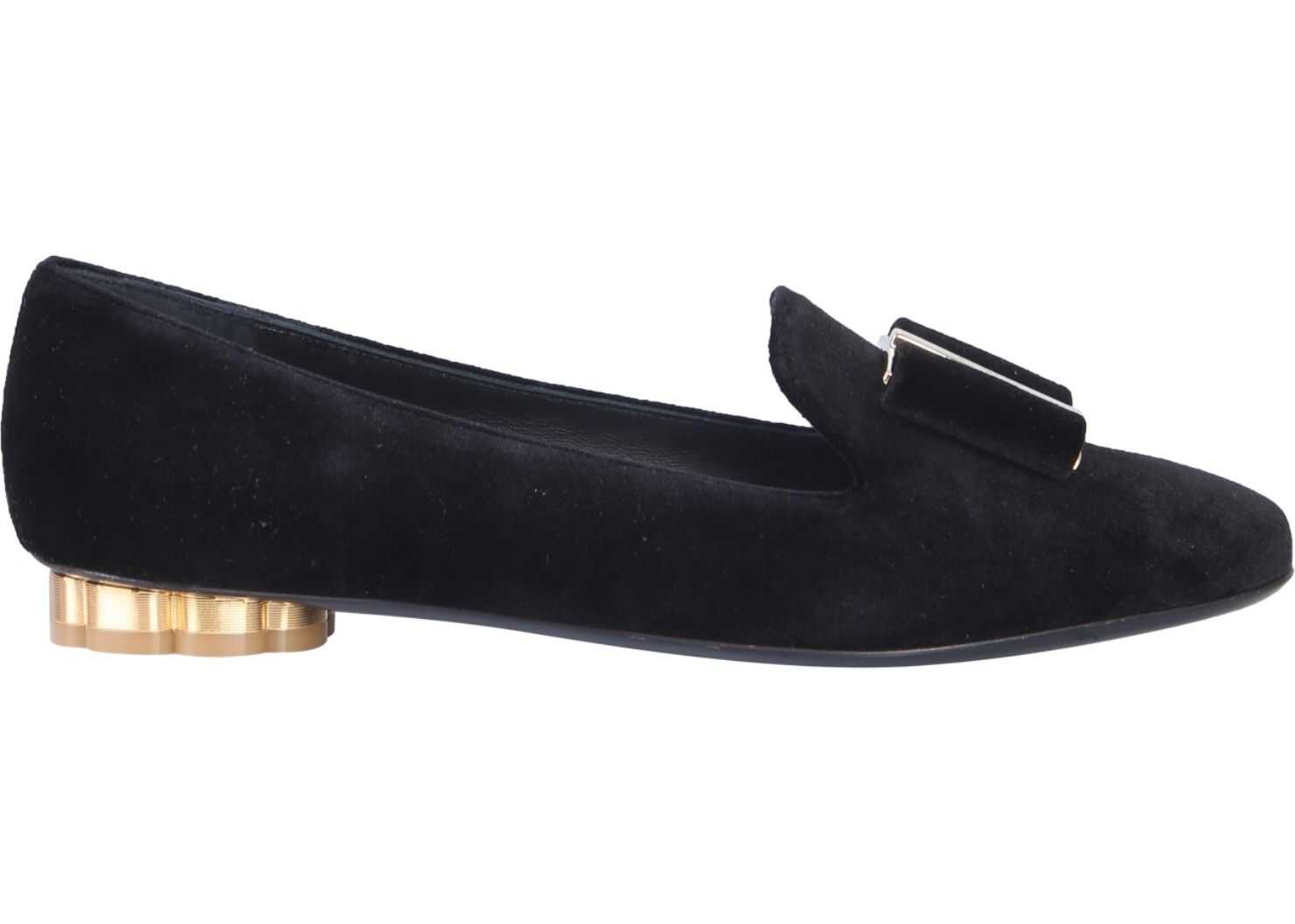 Salvatore Ferragamo Slipper With Flower Heel BLACK