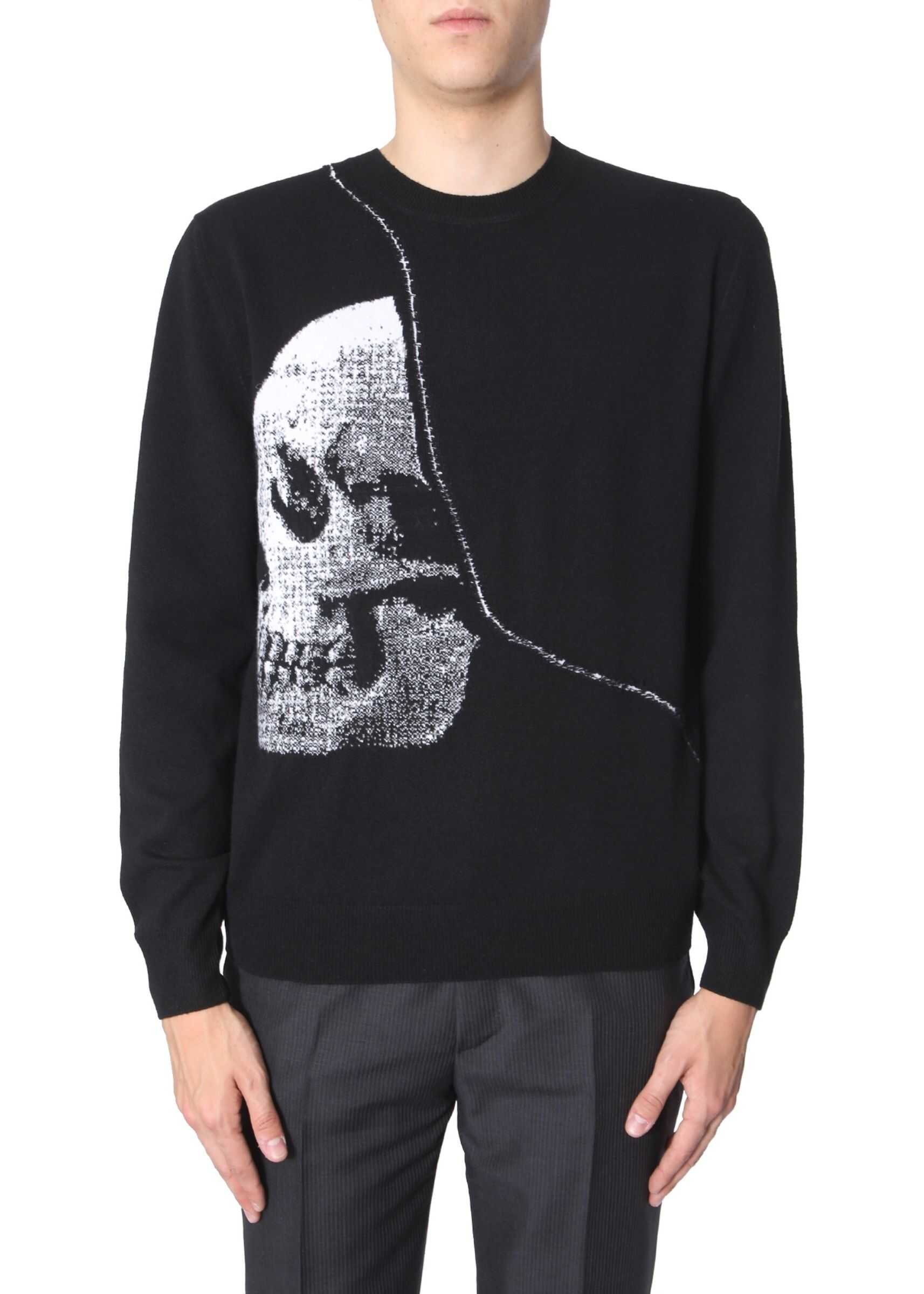 Alexander McQueen Sweater With Skull Inlay BLACK