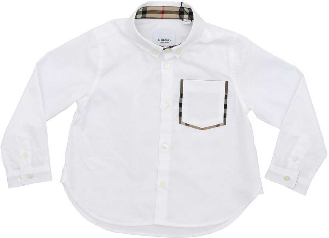 Burberry Harry Shirt In White With Check Details White