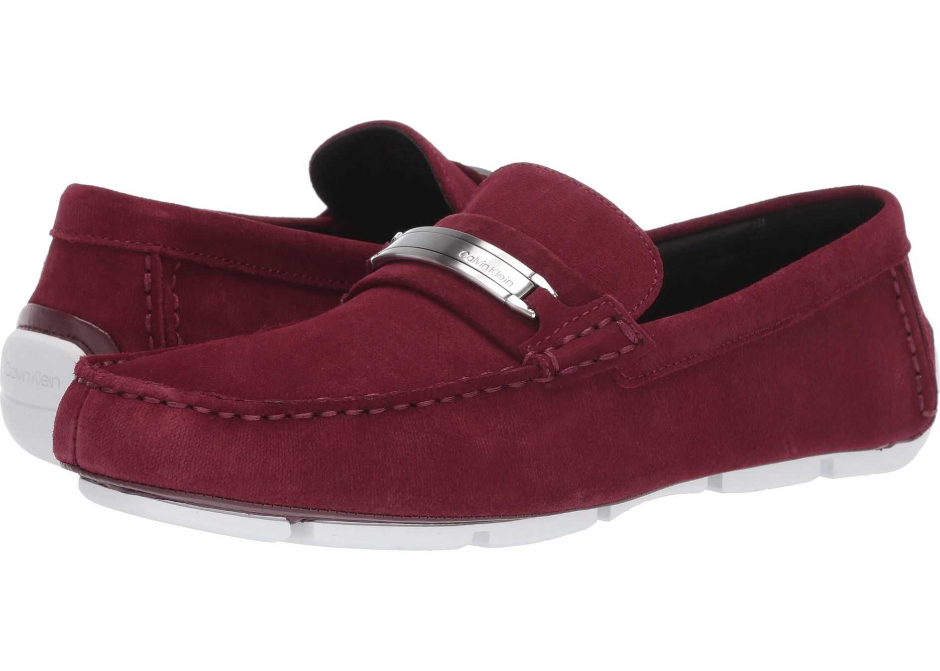 Calvin Klein Kolton Oxblood Hatched Embossed Calf Suede