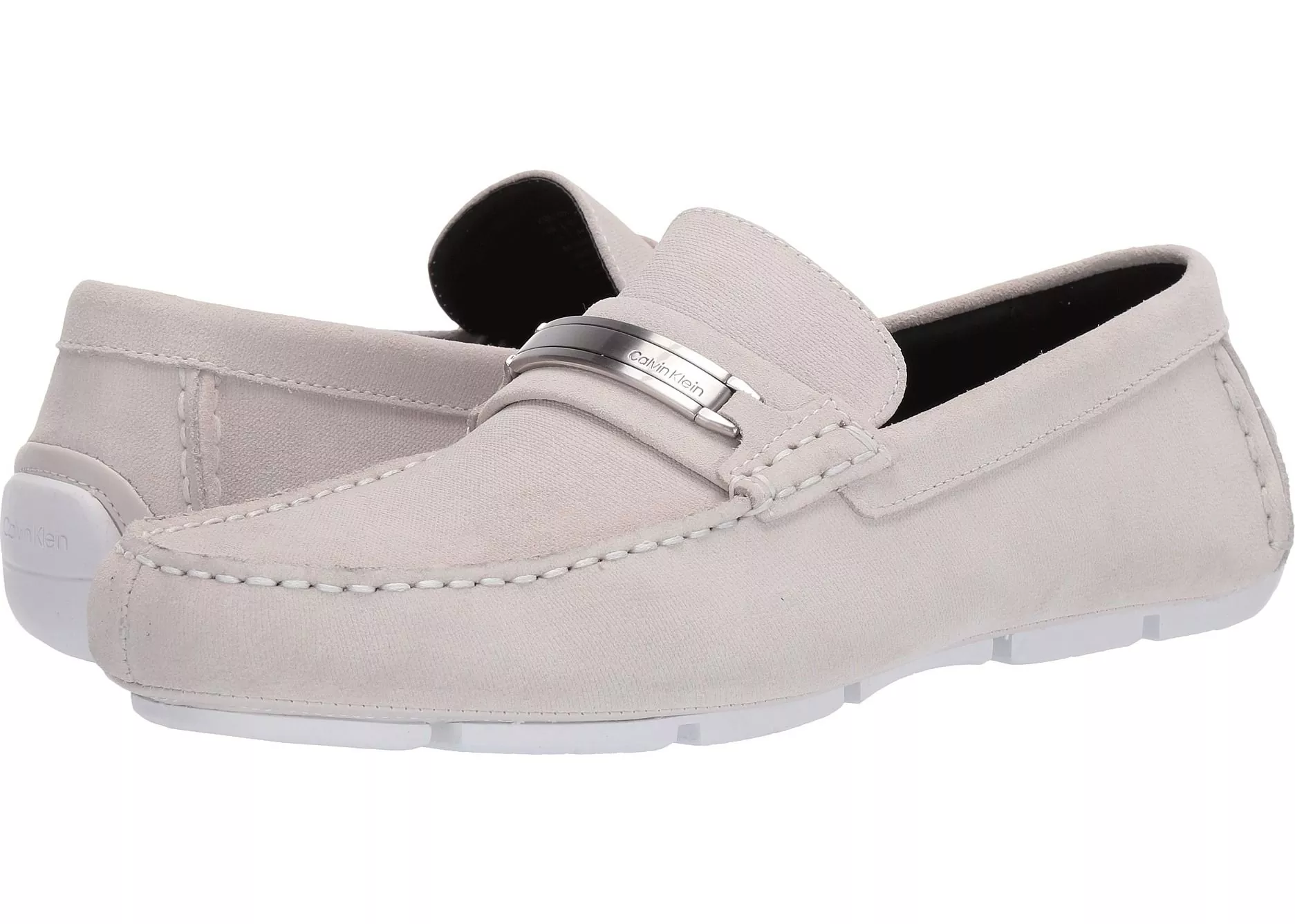 Calvin Klein Kolton White Hatched Embossed Calf Suede