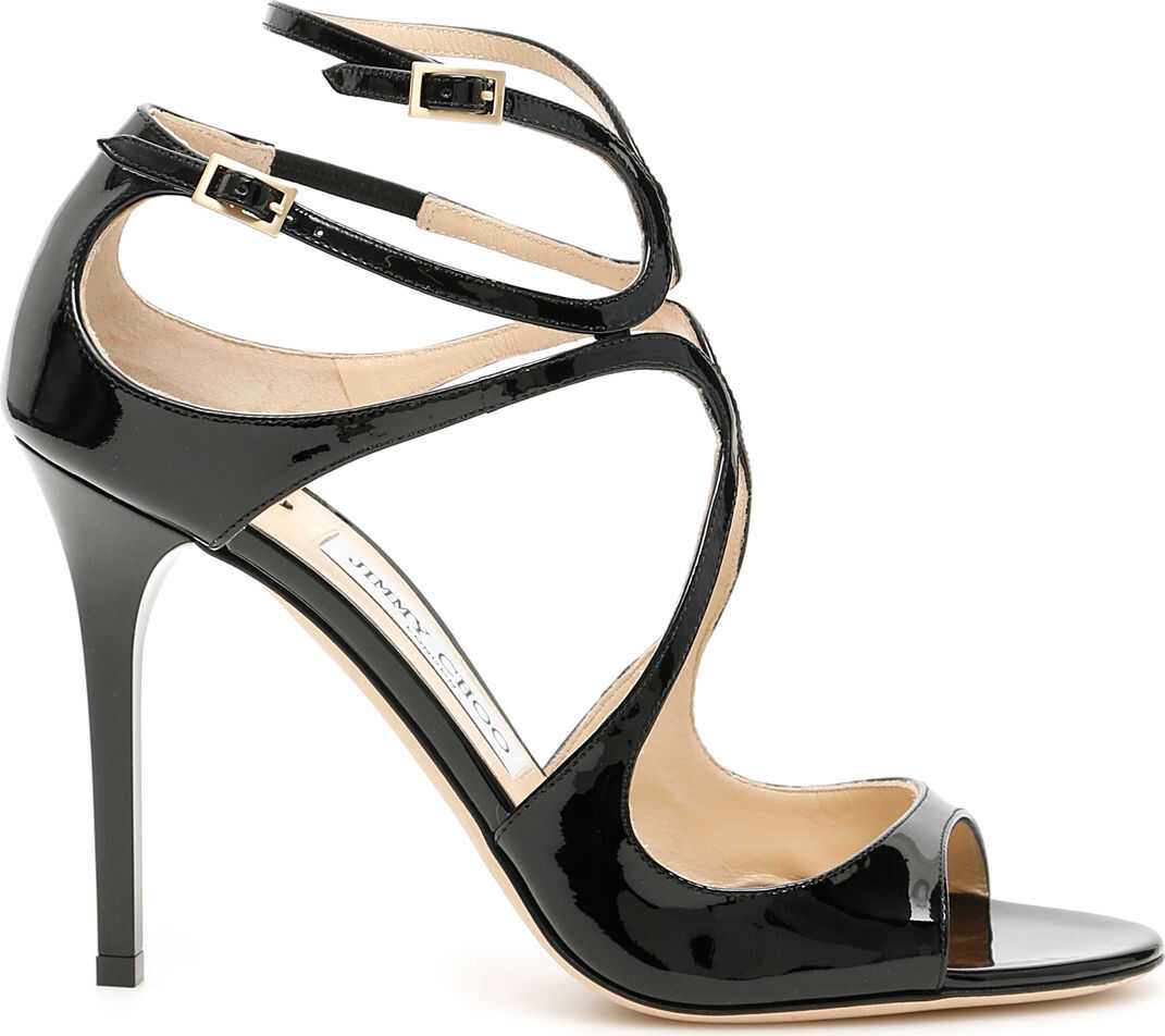 Jimmy Choo Patent Lang Sandals BLACK