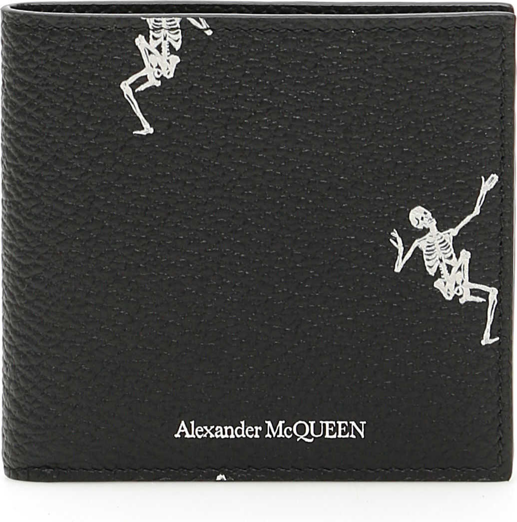 Alexander McQueen Dancing Skeleton Bifold Wallet BLACK OFF WHITE