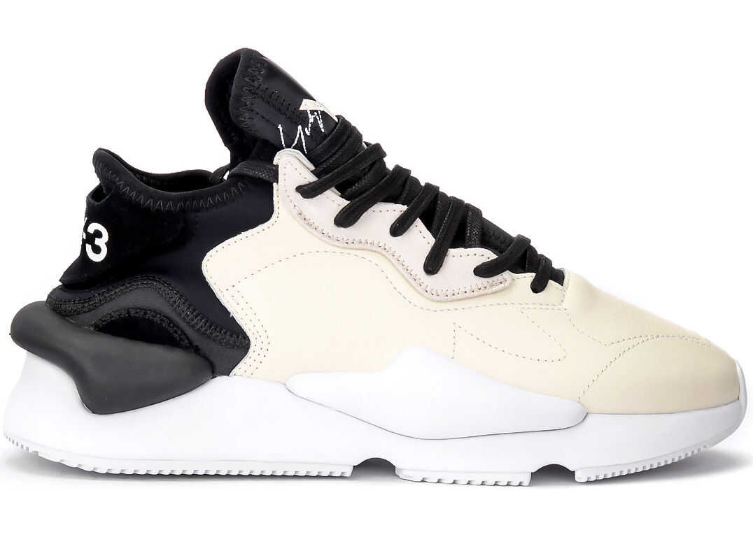 Y-3 Kaiwa Sneaker In Technical Fabric And Butter And Black Leather White
