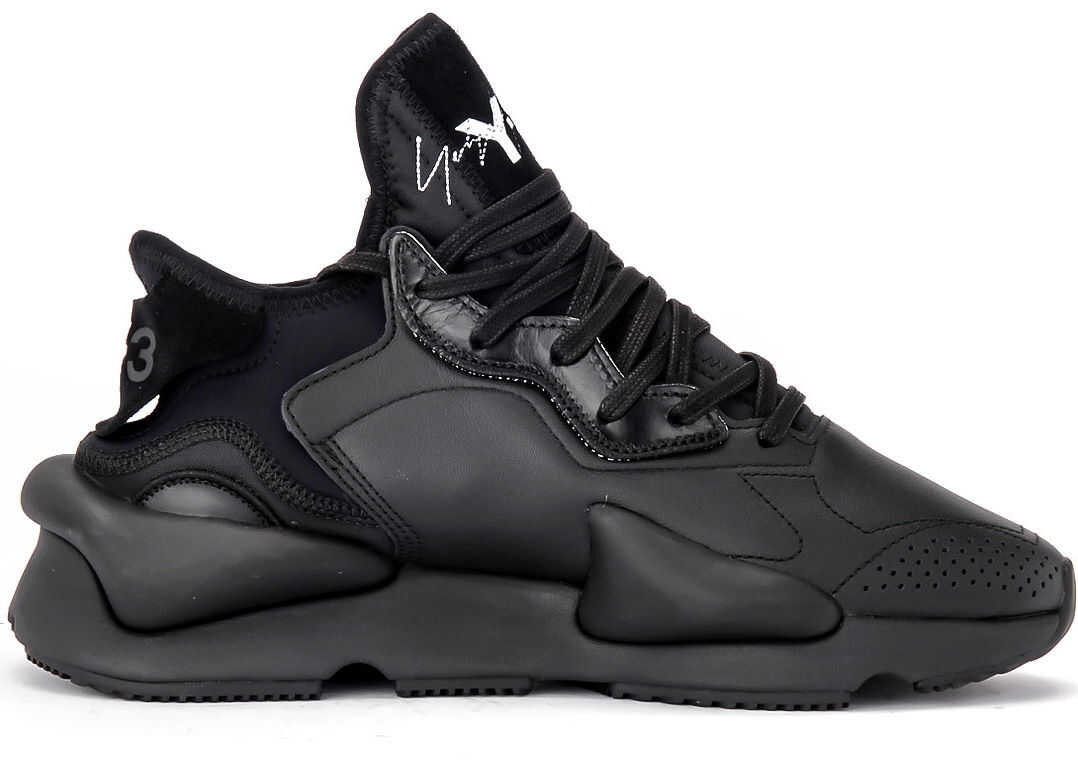 Y-3 Kaiwa Sneaker In Technical Fabric And Black Leather Black