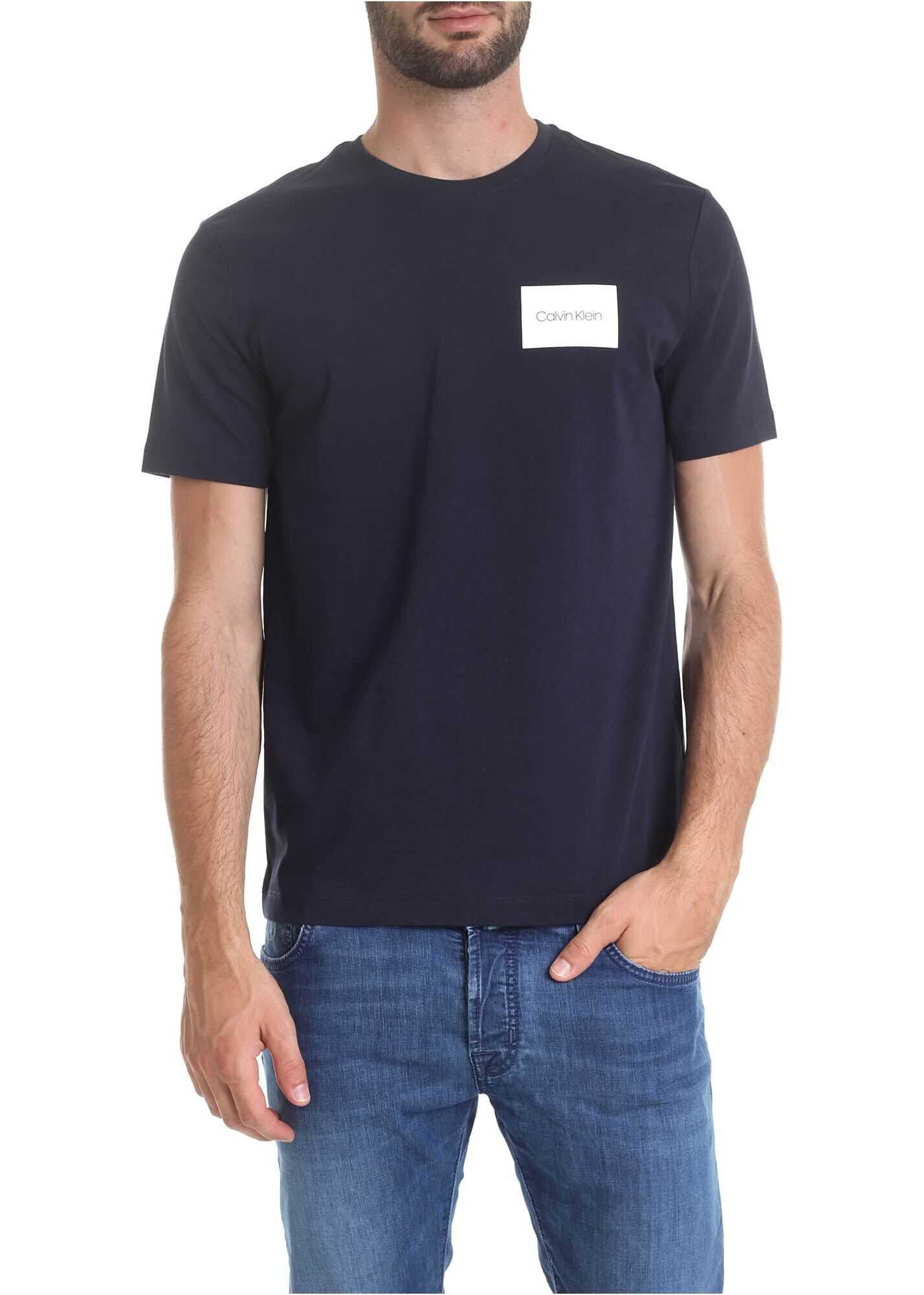 Calvin Klein Box Logo T-Shirt In Dark Blue Blue