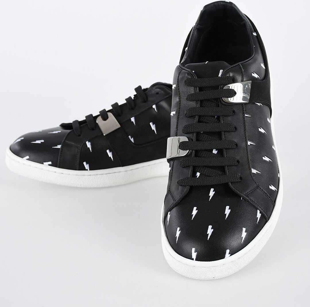 Neil Barrett Embroidered MOLECULAR TENNIS TRAINER Sneakers BLACK