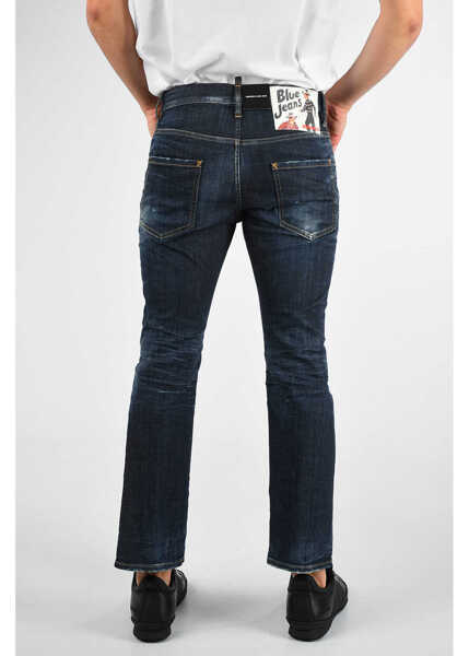 Blugi drepti DSQUARED2 20Cm Stretch Denim Cropped Flare Jeans Blue Barbati (BM 6826280) 2