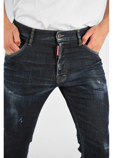 Blugi drepti DSQUARED2 20Cm Stretch Denim Cropped Flare Jeans Blue Barbati (BM 6826280) 3