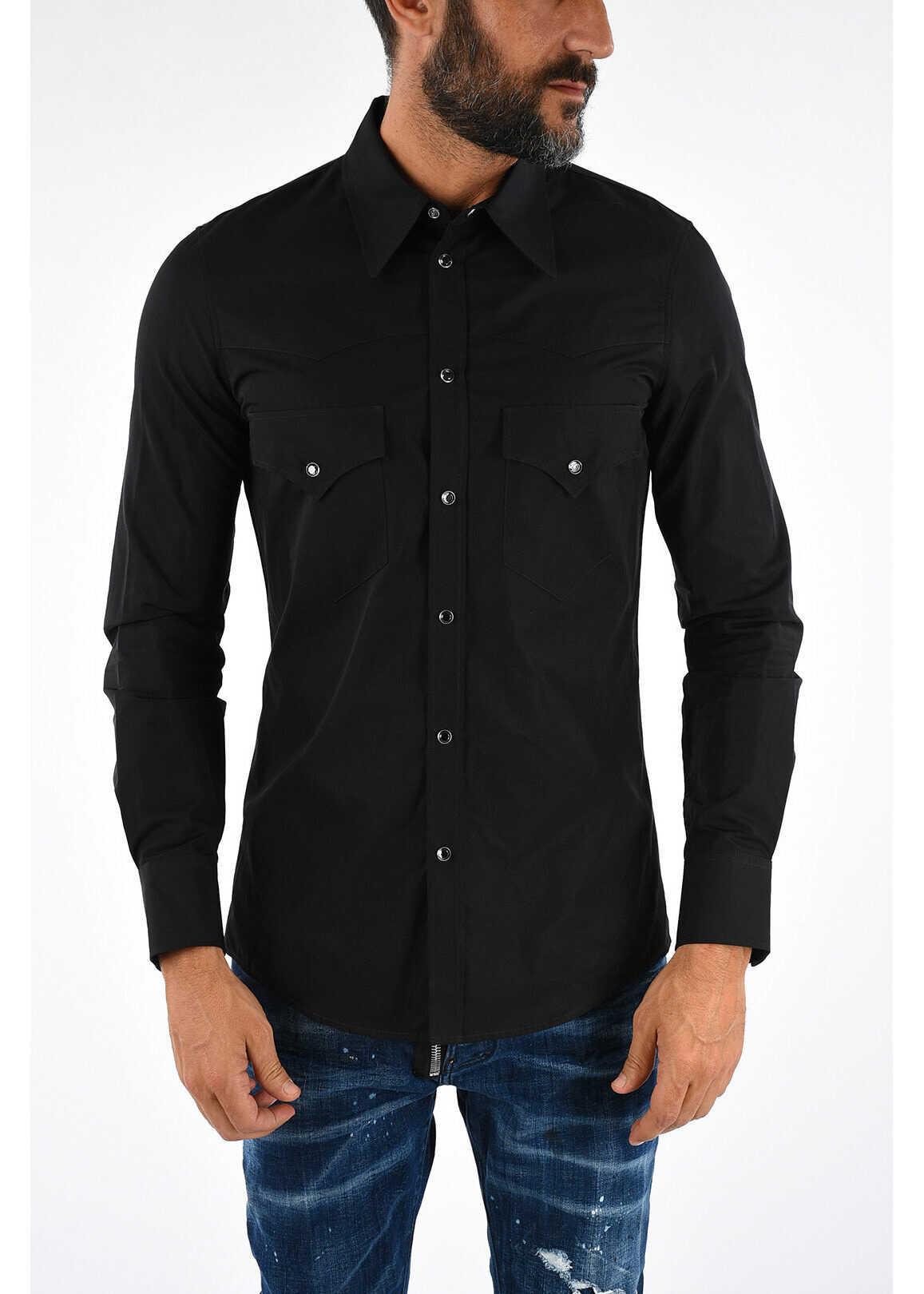 Camasa DSQUARED2 Cotton FASHION WESTERN Shirt BLACK
