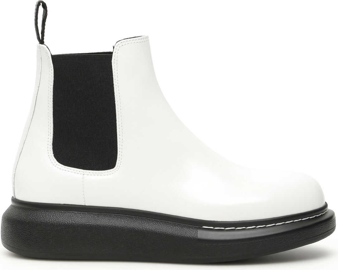 Alexander McQueen Chelsea Hybrid Boots WHITE BLACK