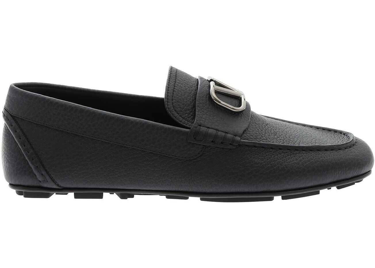 Valentino Garavani Go Logo Driving Loafers In Black Black