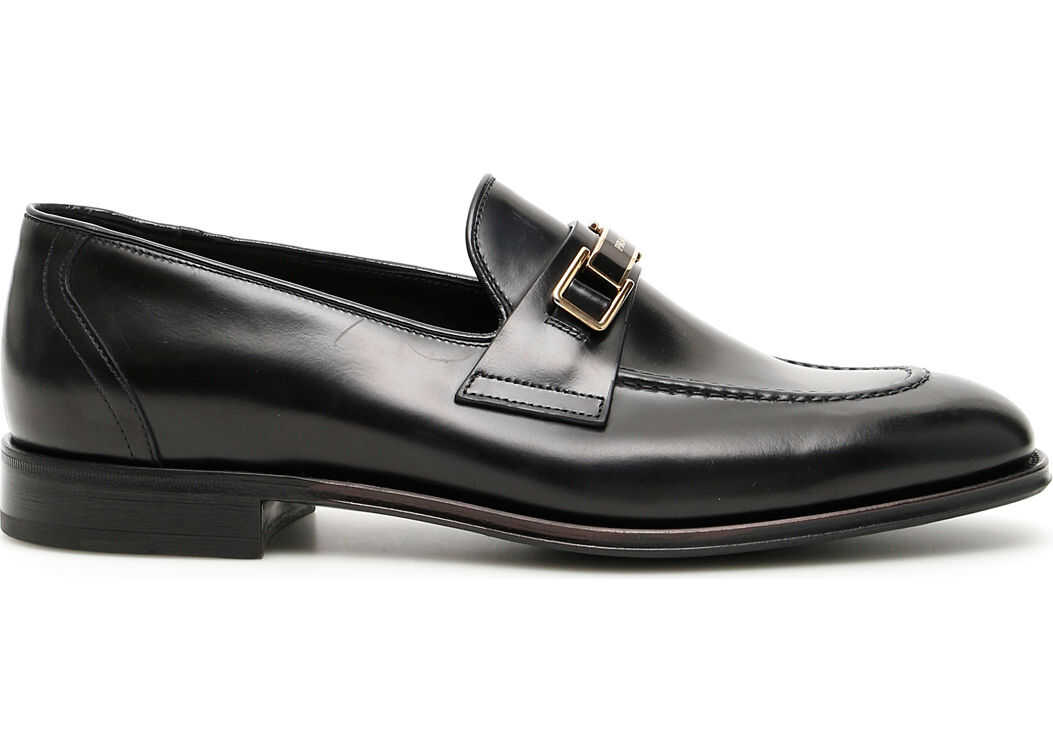 Prada Logo Plate Loafers NERO