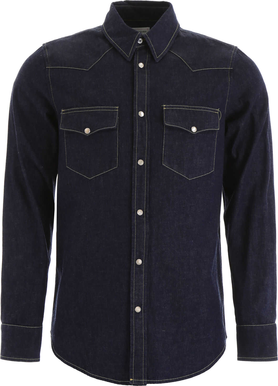 Alexander McQueen Denim Shirt With Embroidered Logo BLU WASHED