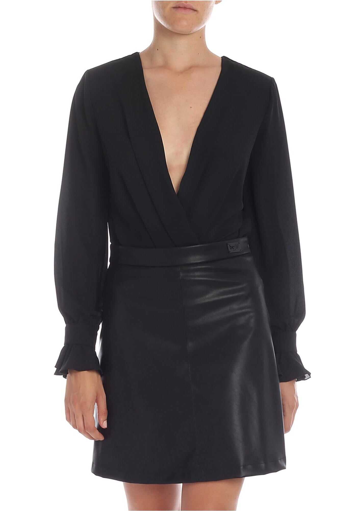 Elisabetta Franchi Crossover Bodysuit In Black Black