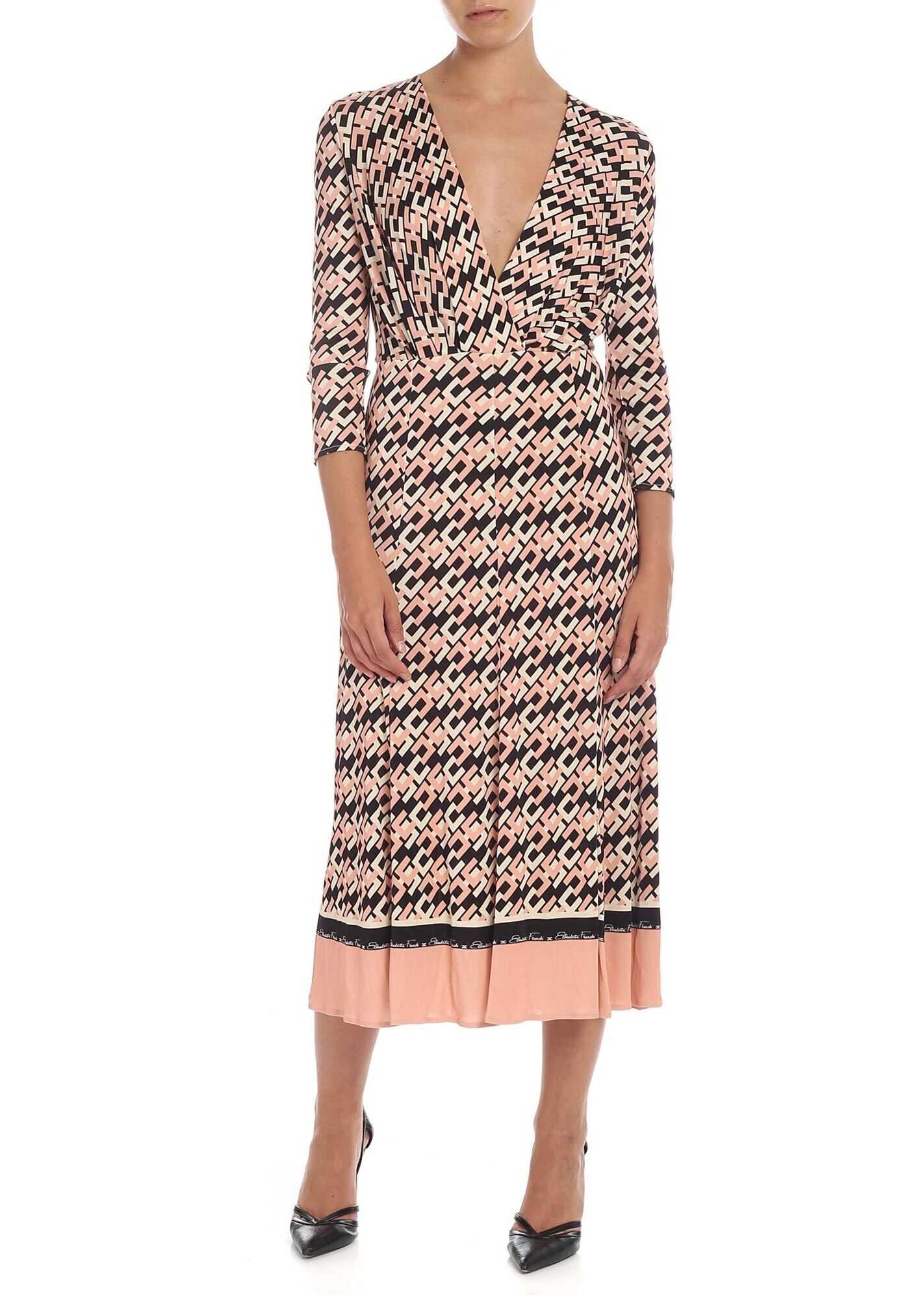 Elisabetta Franchi Monogram Dress In Old Pink Pink