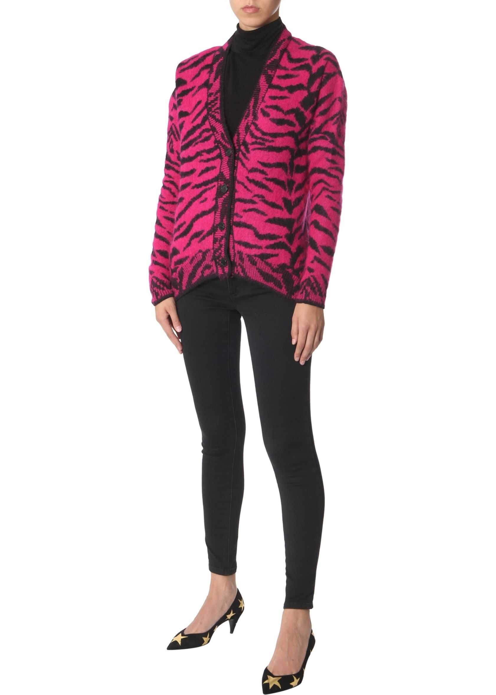 Saint Laurent Jacquard Cardigan FUCHSIA