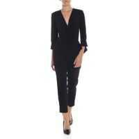 Salopete Crossover Crop Jumpsuit In Black Femei