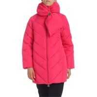 Geci de iarna Down Jacket Oversize In Fuchsia With Front Bow Femei