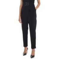 Pantaloni casual Trousers In Black With Golden Logo Femei
