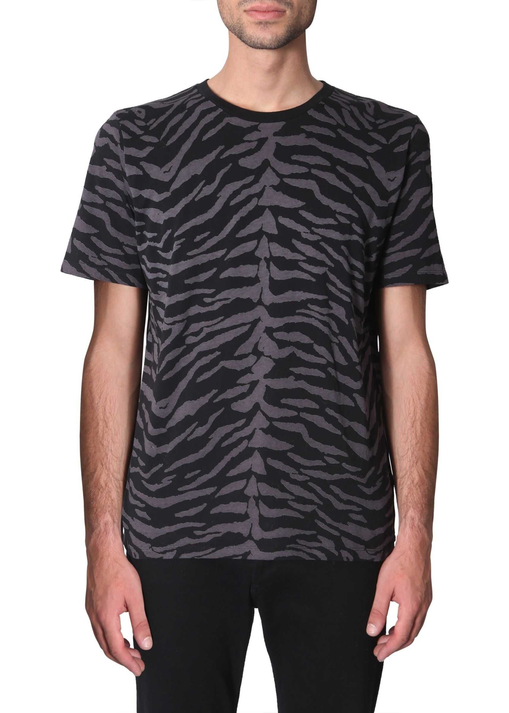 Saint Laurent Zebra Printed T-Shirt BLACK