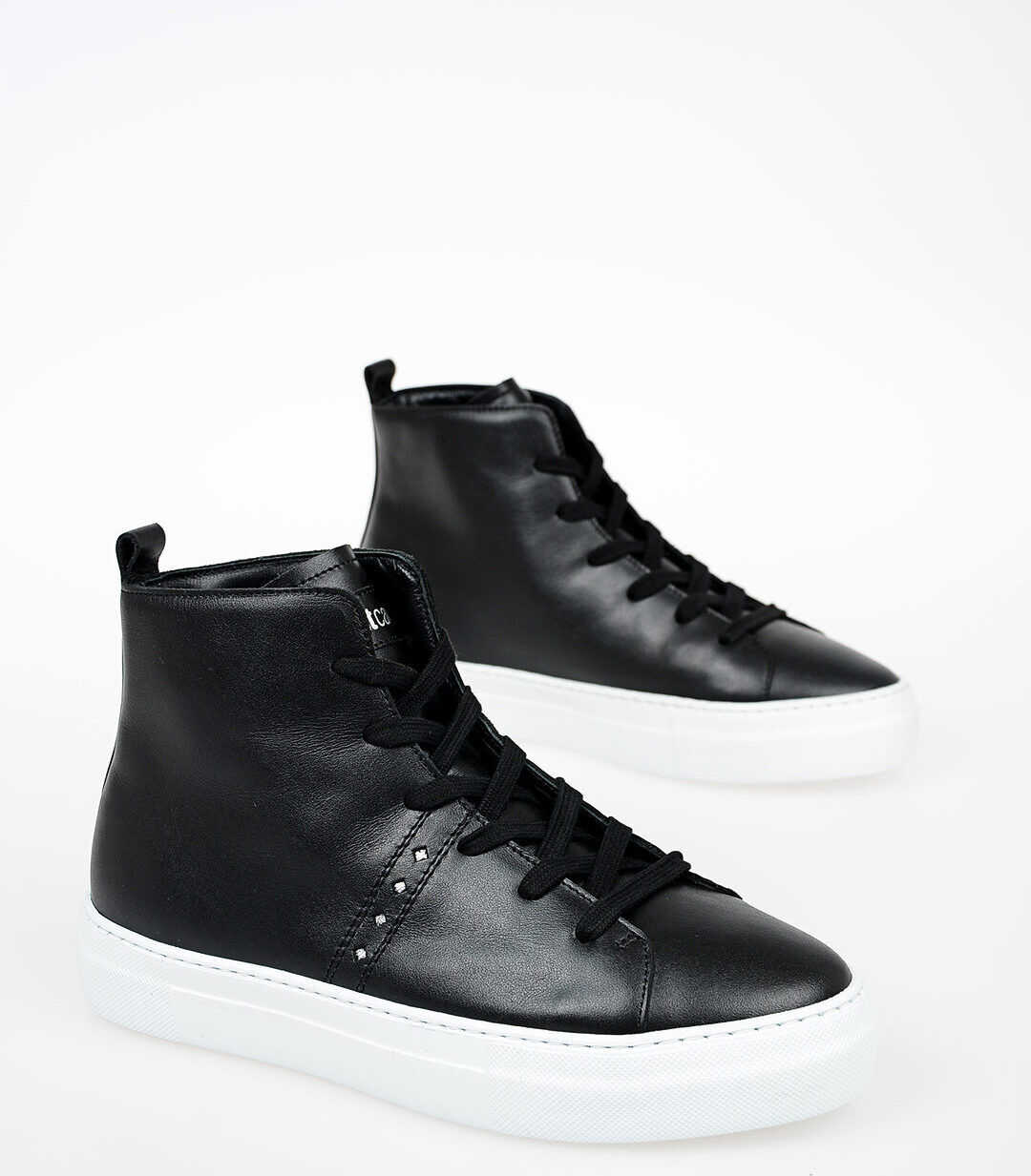 Just Cavalli Leather High Sneakers BLACK
