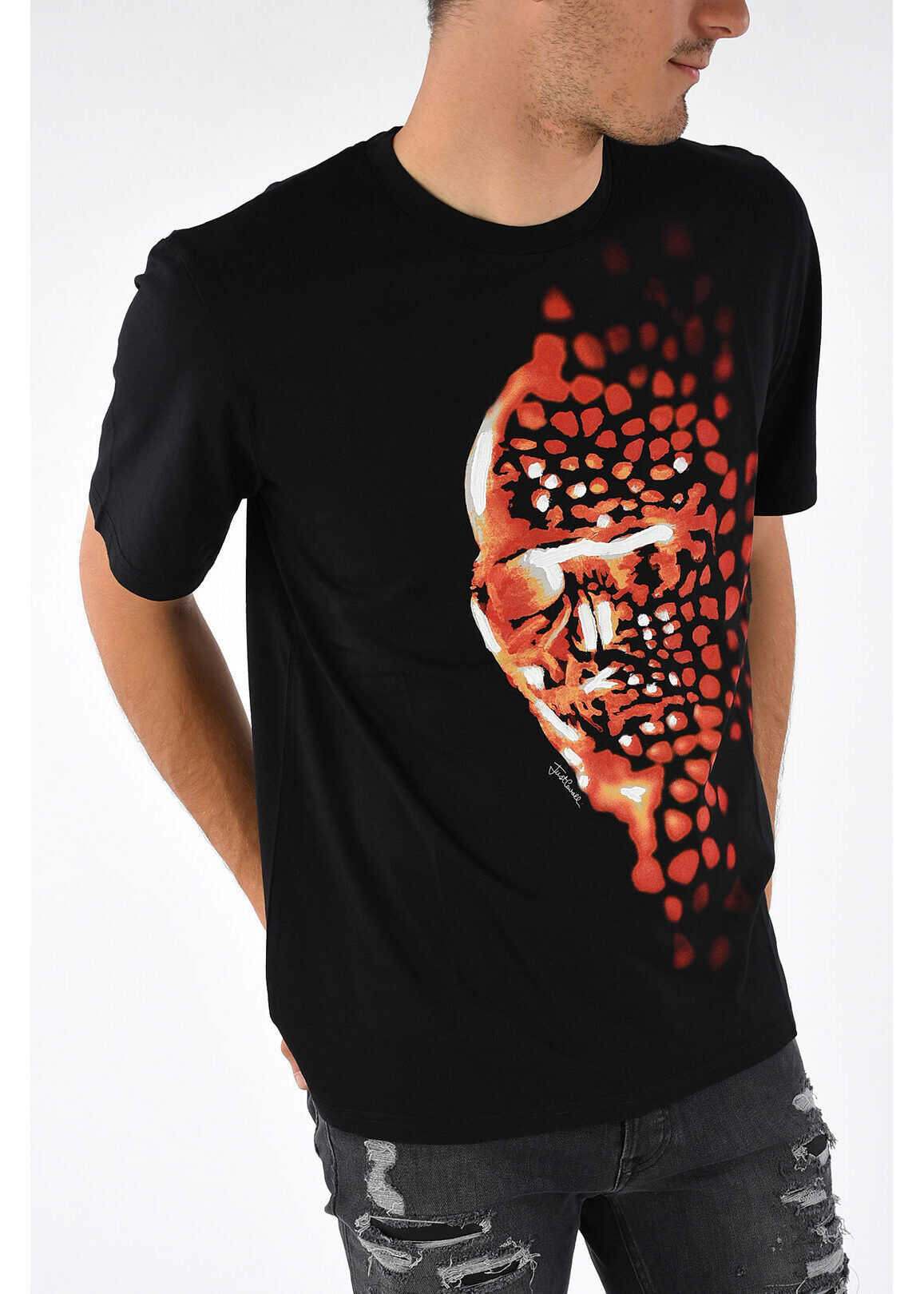 Just Cavalli Face Printed T-shirt BLACK