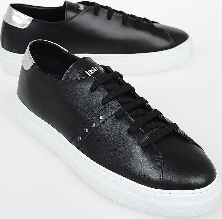 Just Cavalli Leather Low Sneakers BLACK