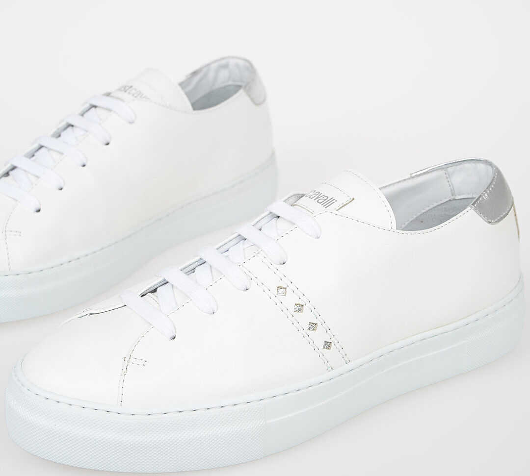 Just Cavalli Leather Low Sneakers WHITE