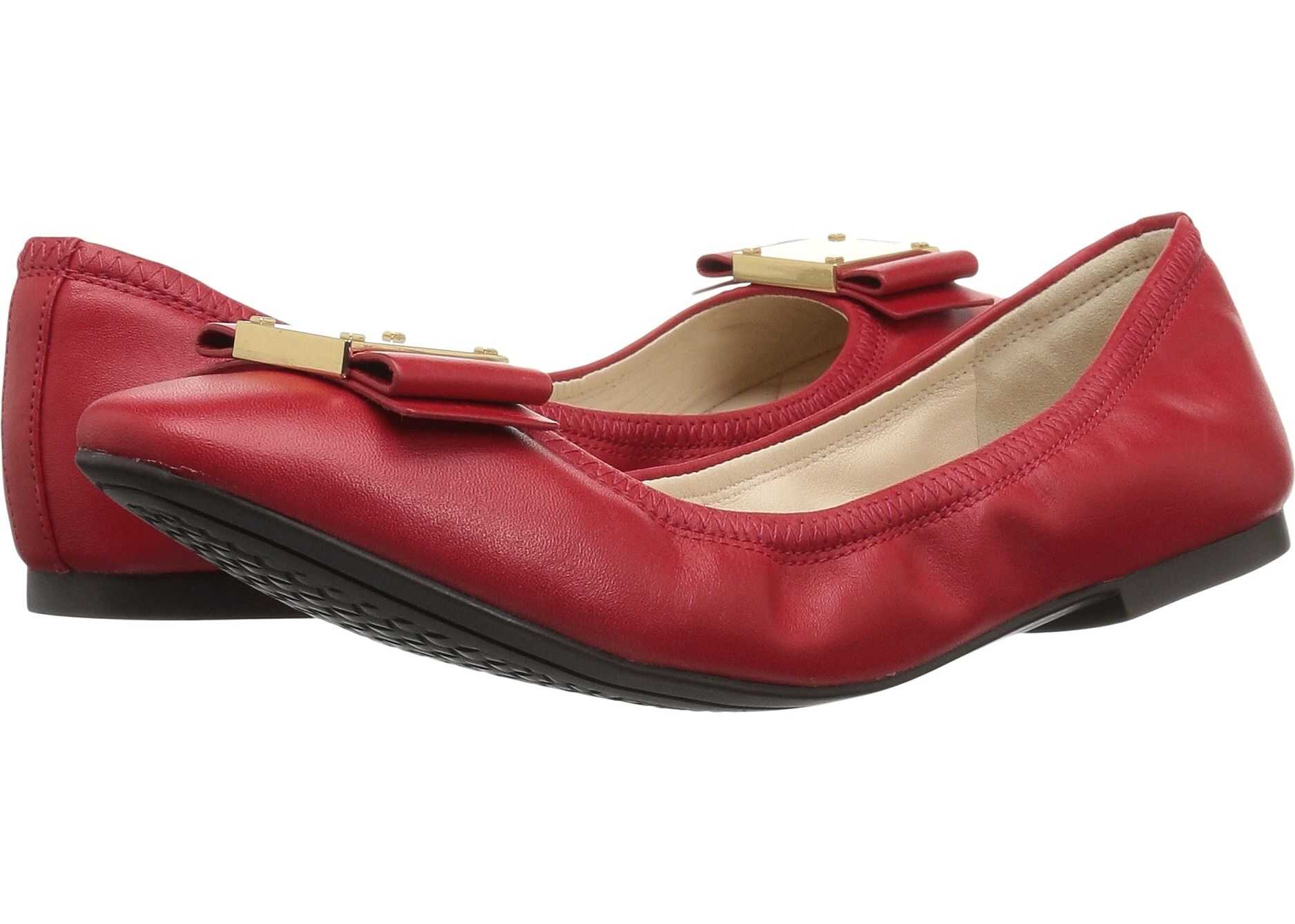 Cole Haan Tali Modern Bow Ballet Barbados Cherry Leather