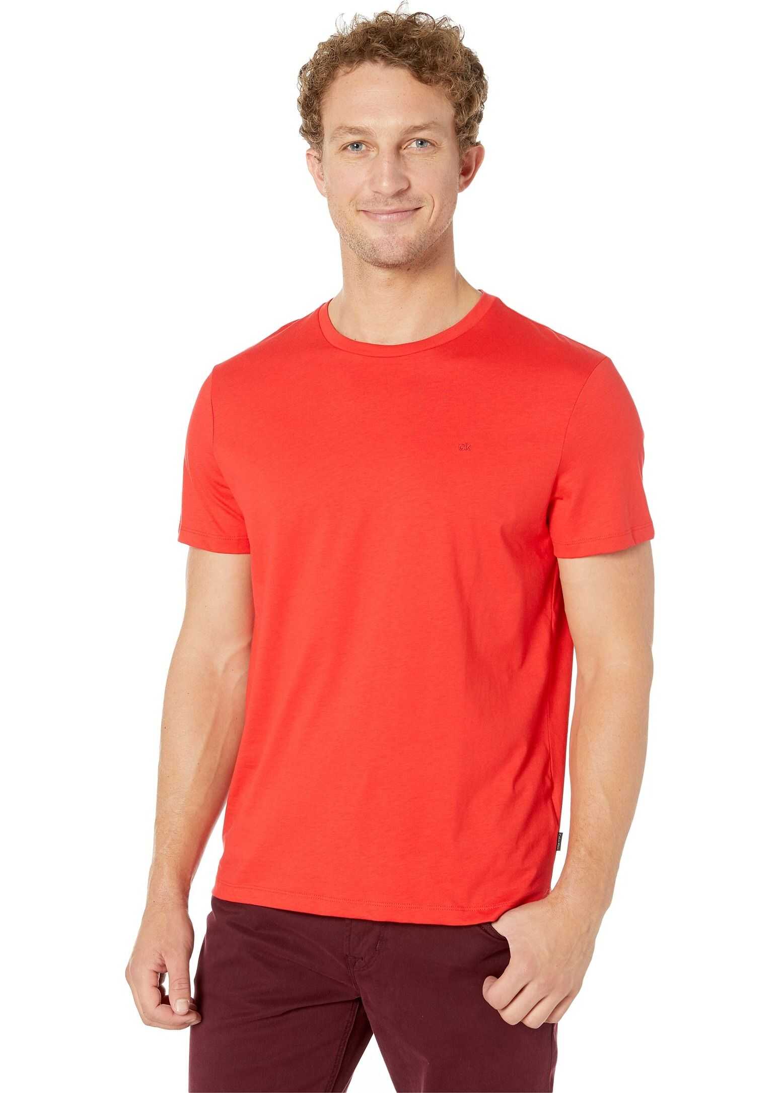 Calvin Klein Short Sleeve Jersey Rib Trimmed Crew Neck T-Shirt High Risk Red