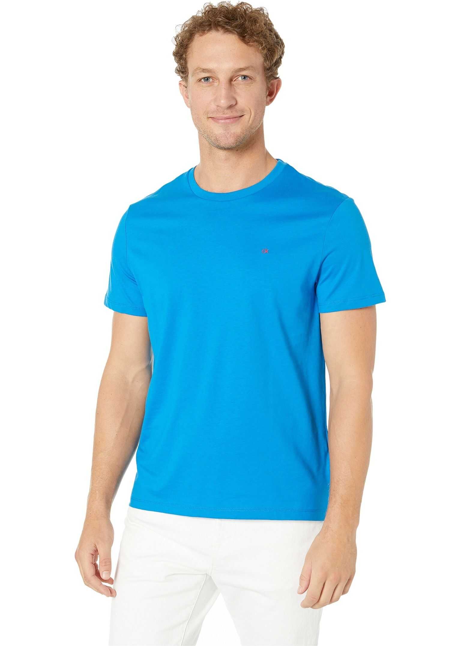 Calvin Klein Short Sleeve Jersey Rib Trimmed Crew Neck T-Shirt Crystal Sea