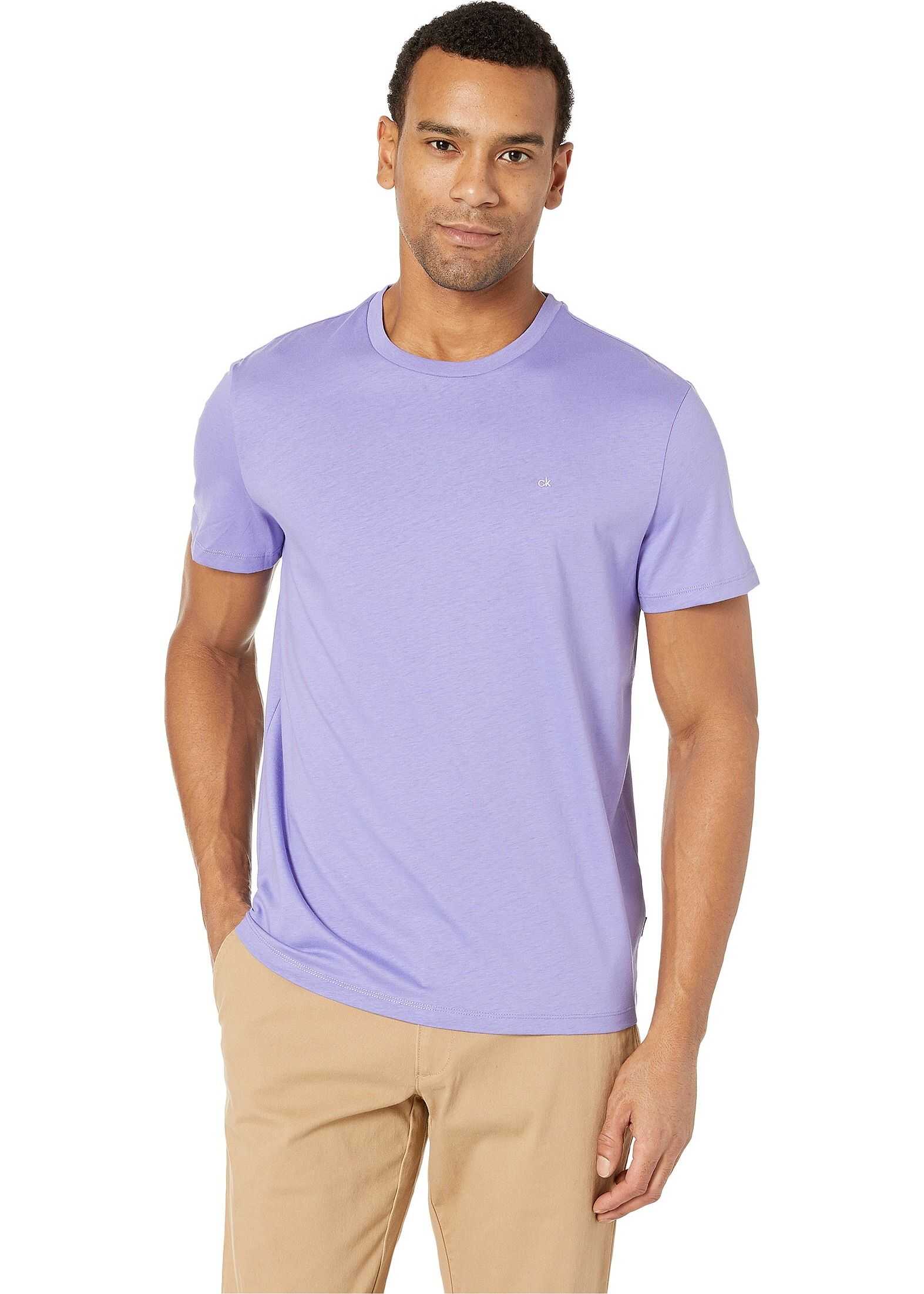 Calvin Klein Short Sleeve Jersey Rib Trimmed Crew Neck T-Shirt Aster Purple