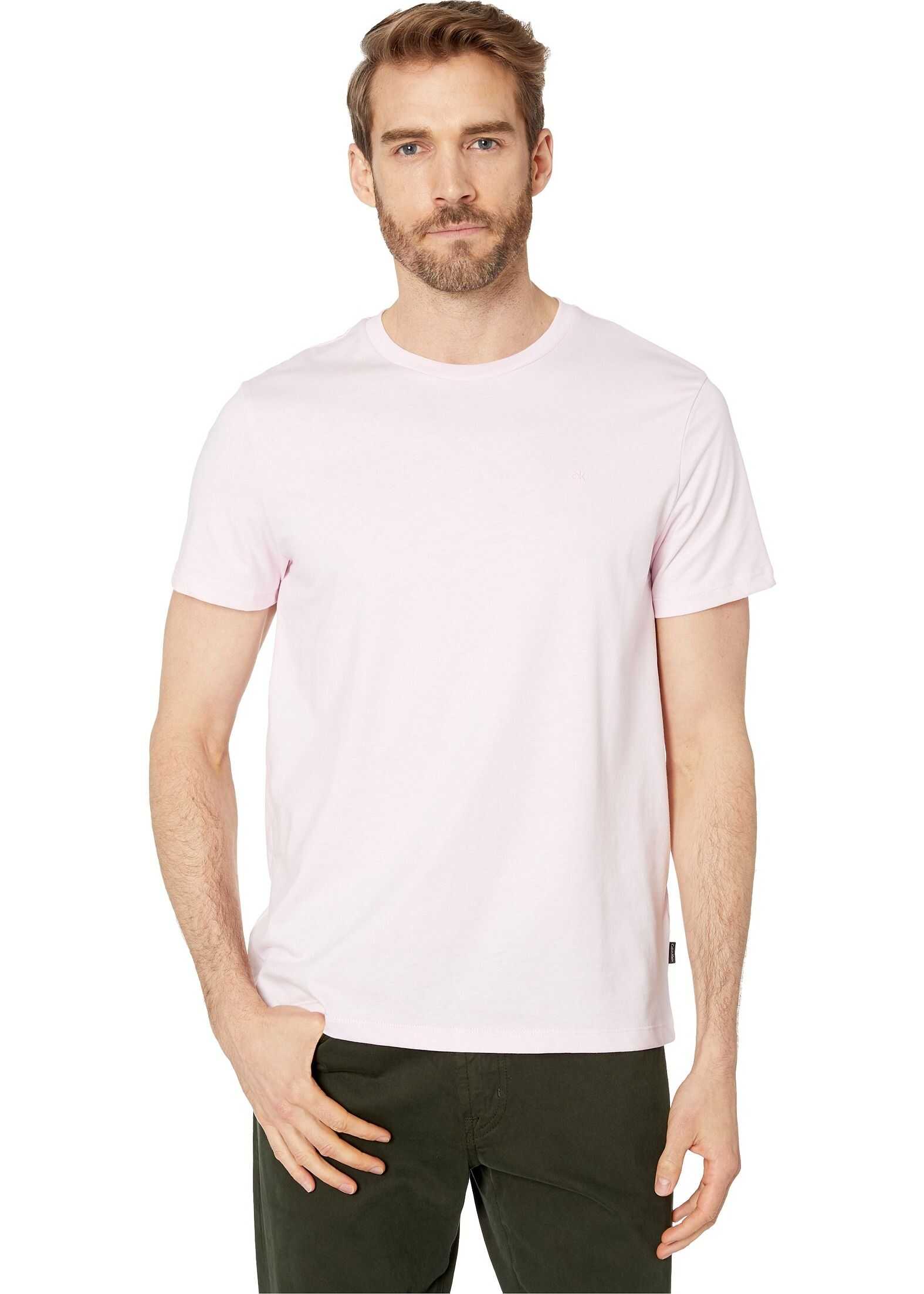 Calvin Klein Short Sleeve Jersey Rib Trimmed Crew Neck T-Shirt Plush Pink