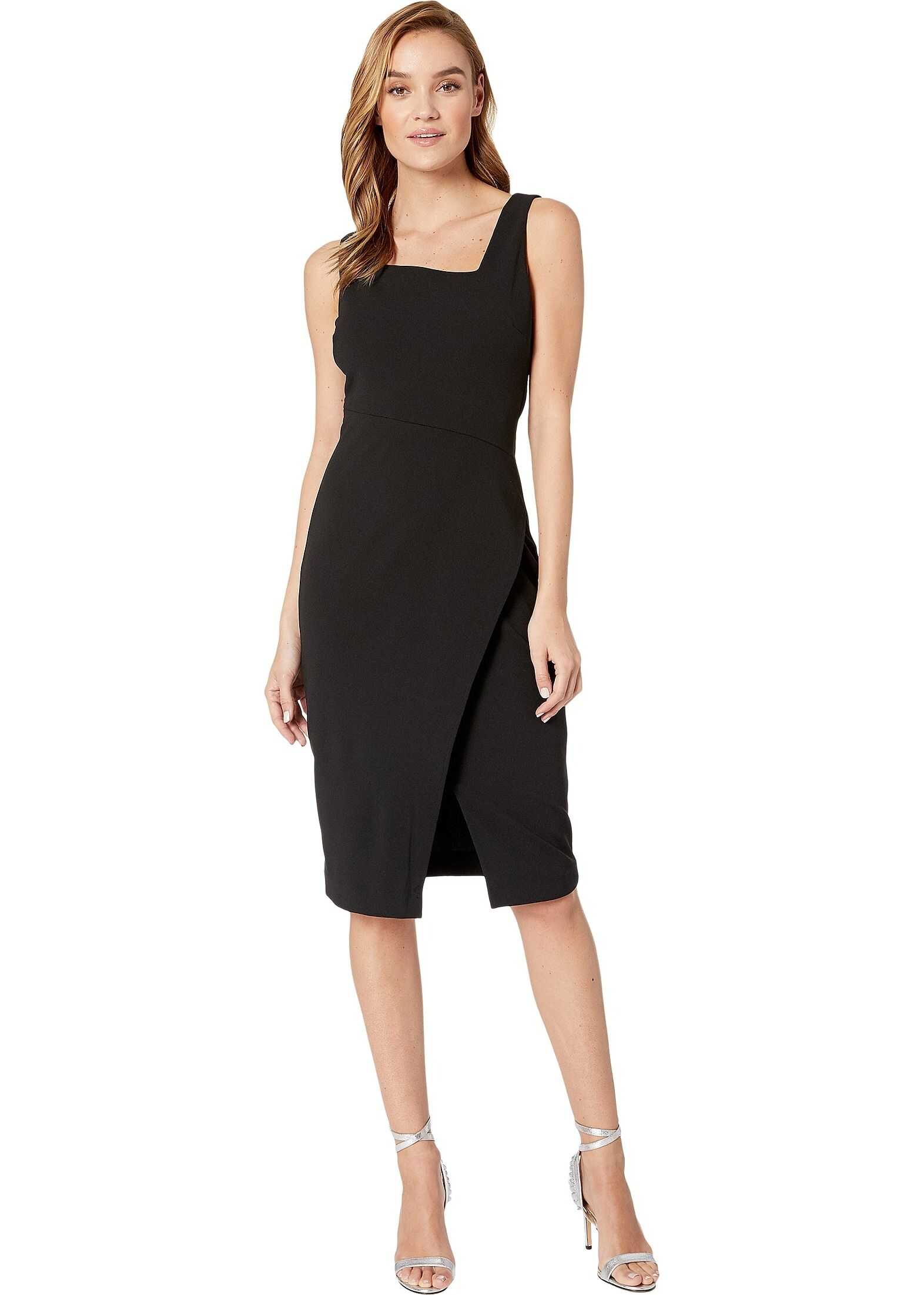 Betsey Johnson Scuba Crepe Midi with Asymmetrical Hem Black