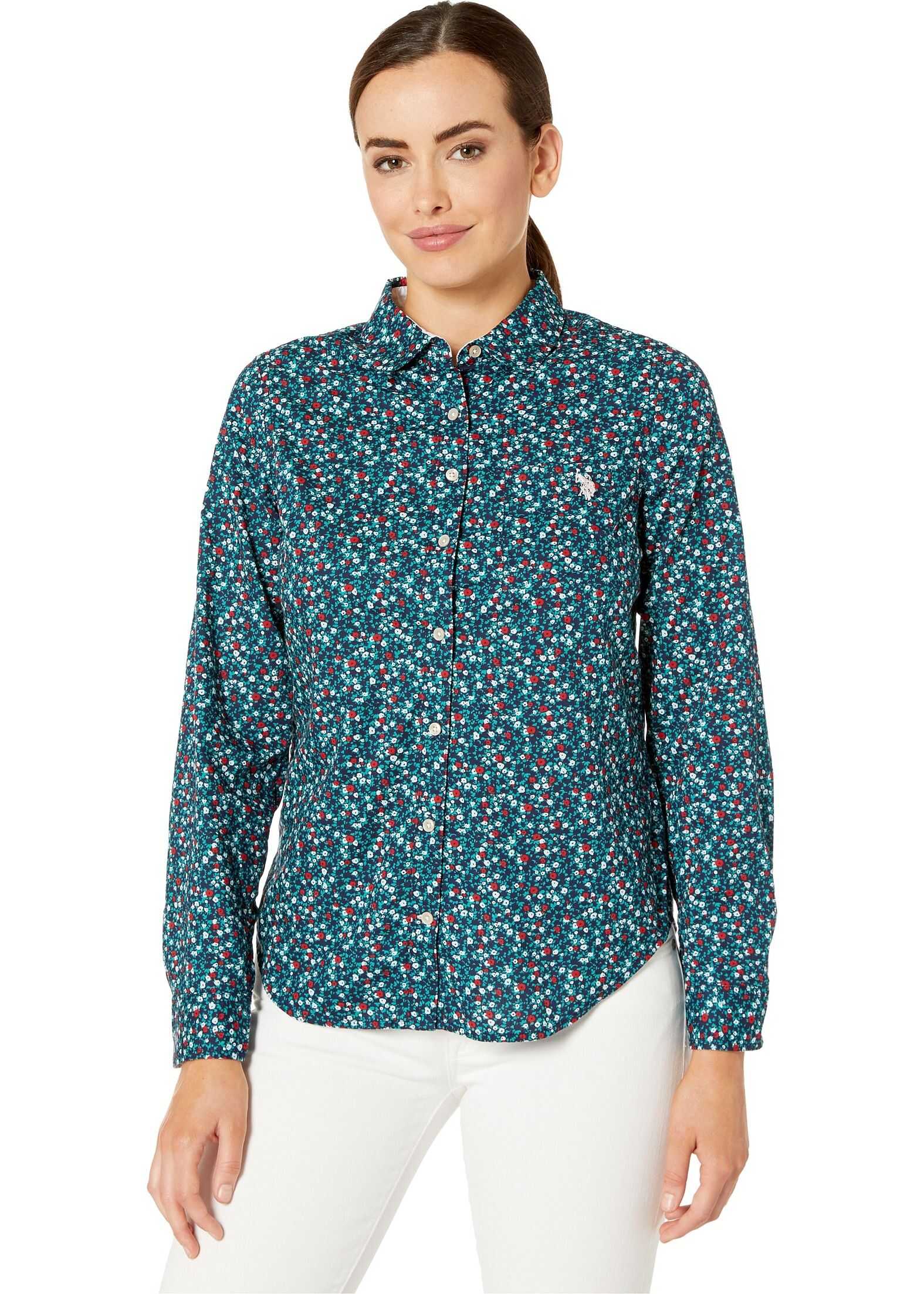 Camasa U.S. POLO ASSN. All Over Floral Print Shirt Evening Blue