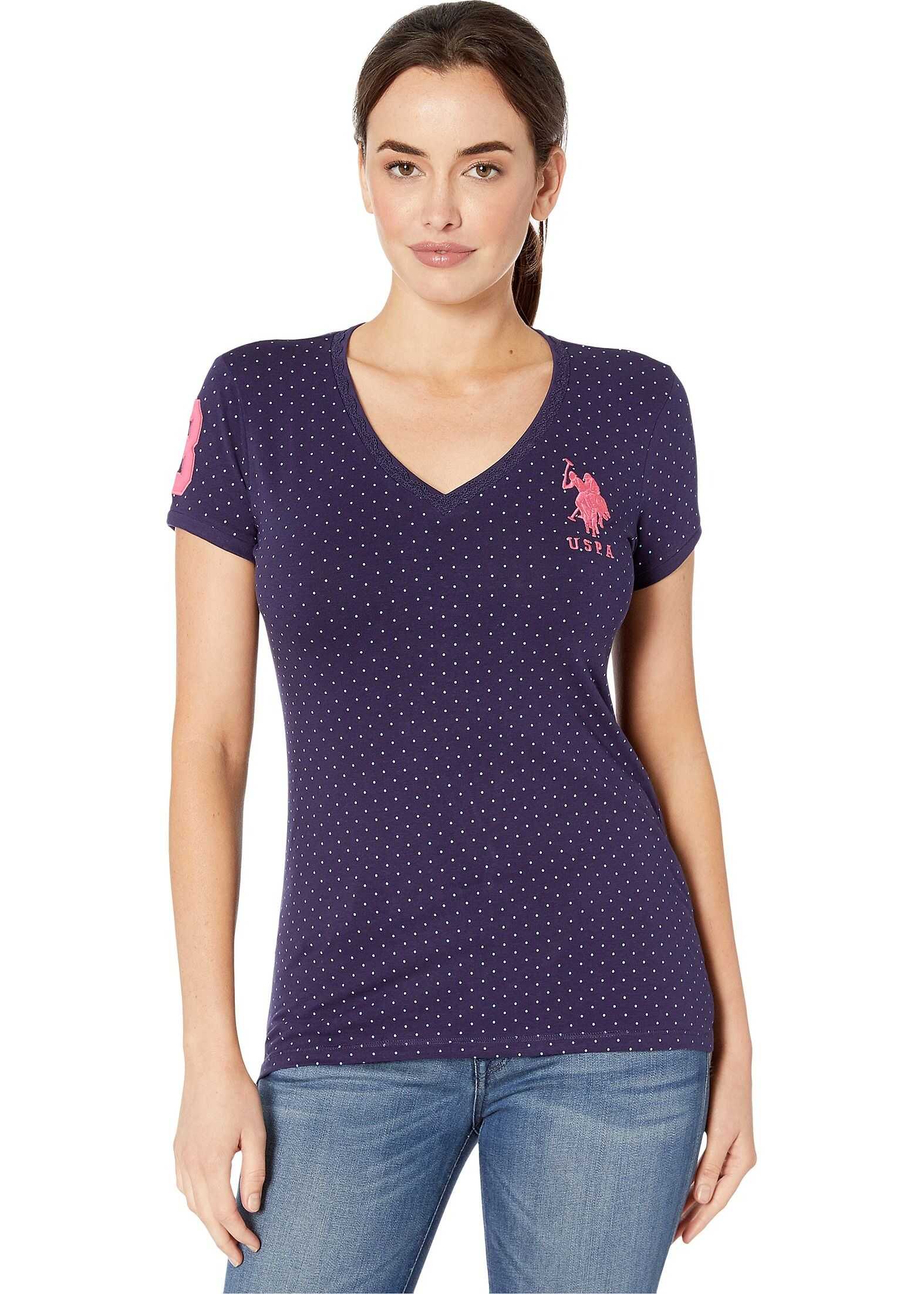 Stretch Dot Lace Trim Tee
