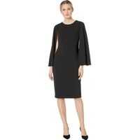 Rochii elegante Knit Crepe Midi Cape Dress Femei