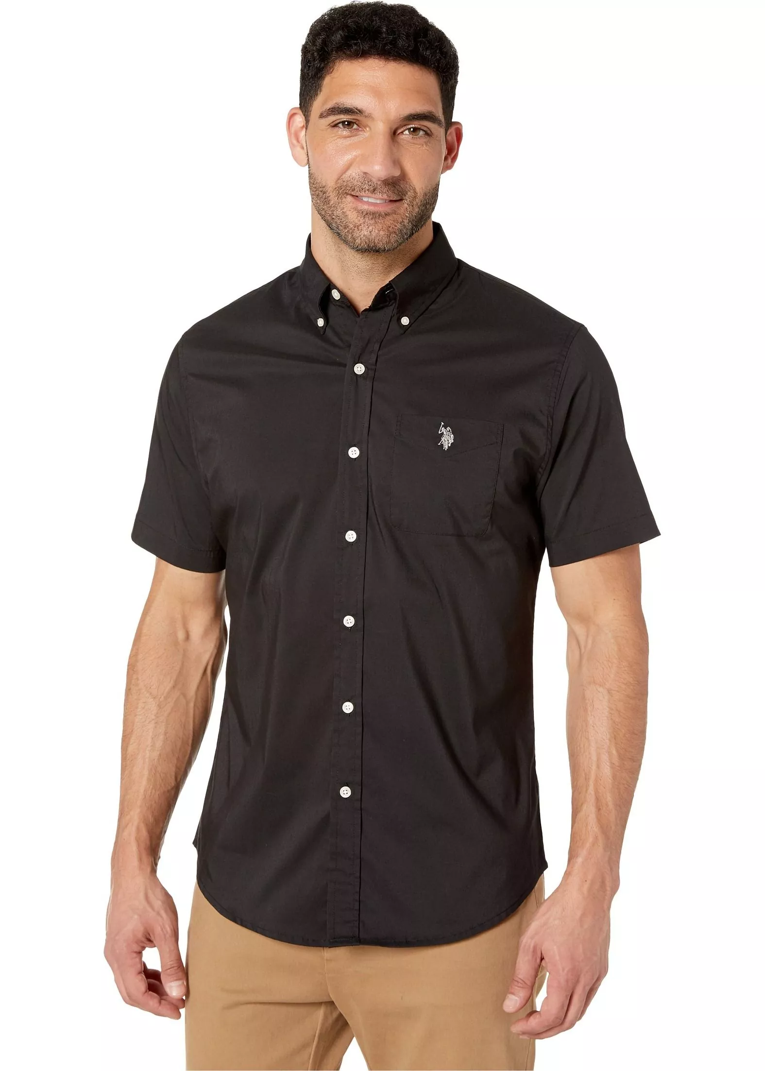 Camasa U.S. POLO ASSN. Solid Stretch Button Down Black